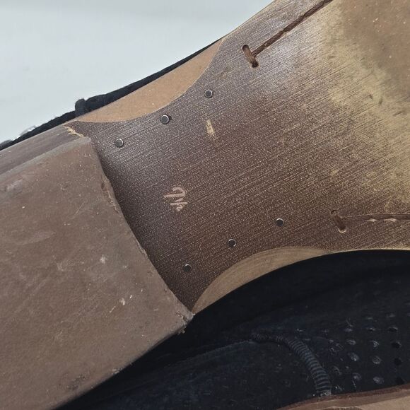 SAM EDELMAN Perforated Low Heel Black Suede Booties 7.5 - Picture 9 of 10